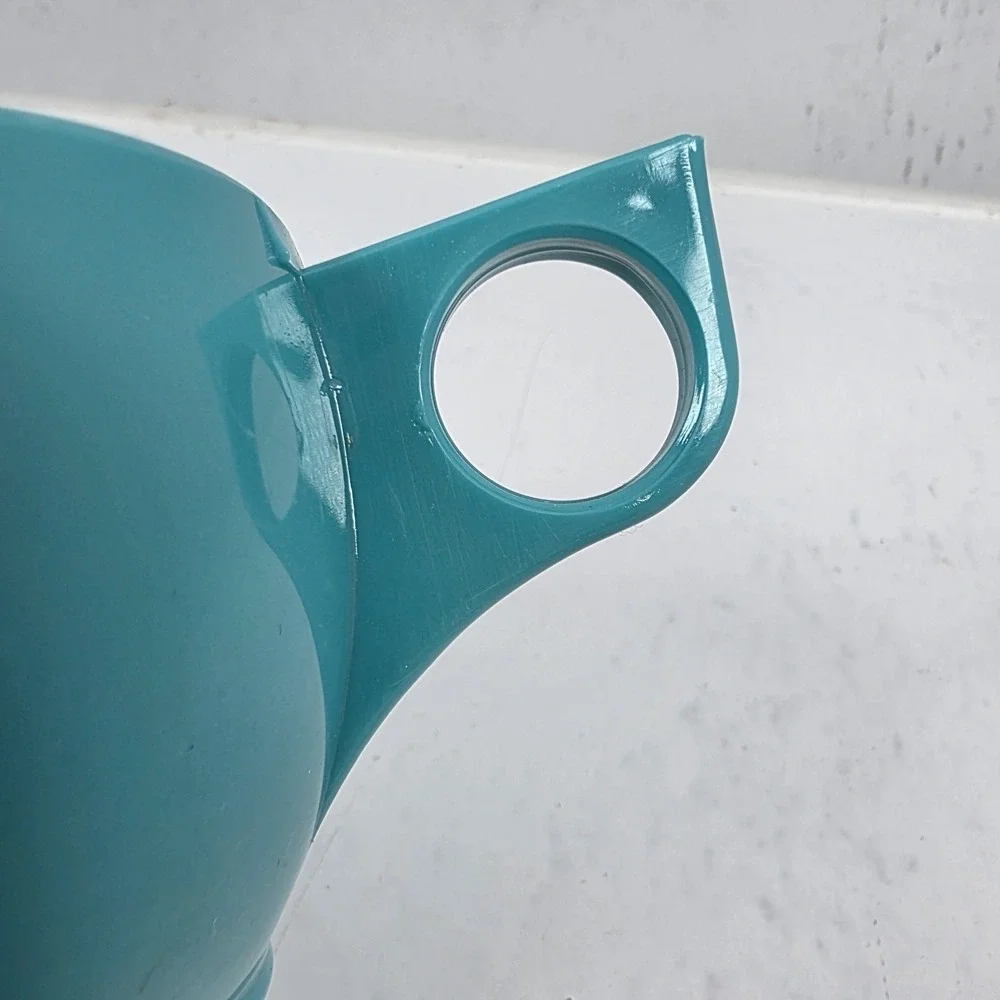 Vtg MCM‎ Spaulding Ware Turquoise Blue Melamine Cups & Saucers Lot of 5 Set